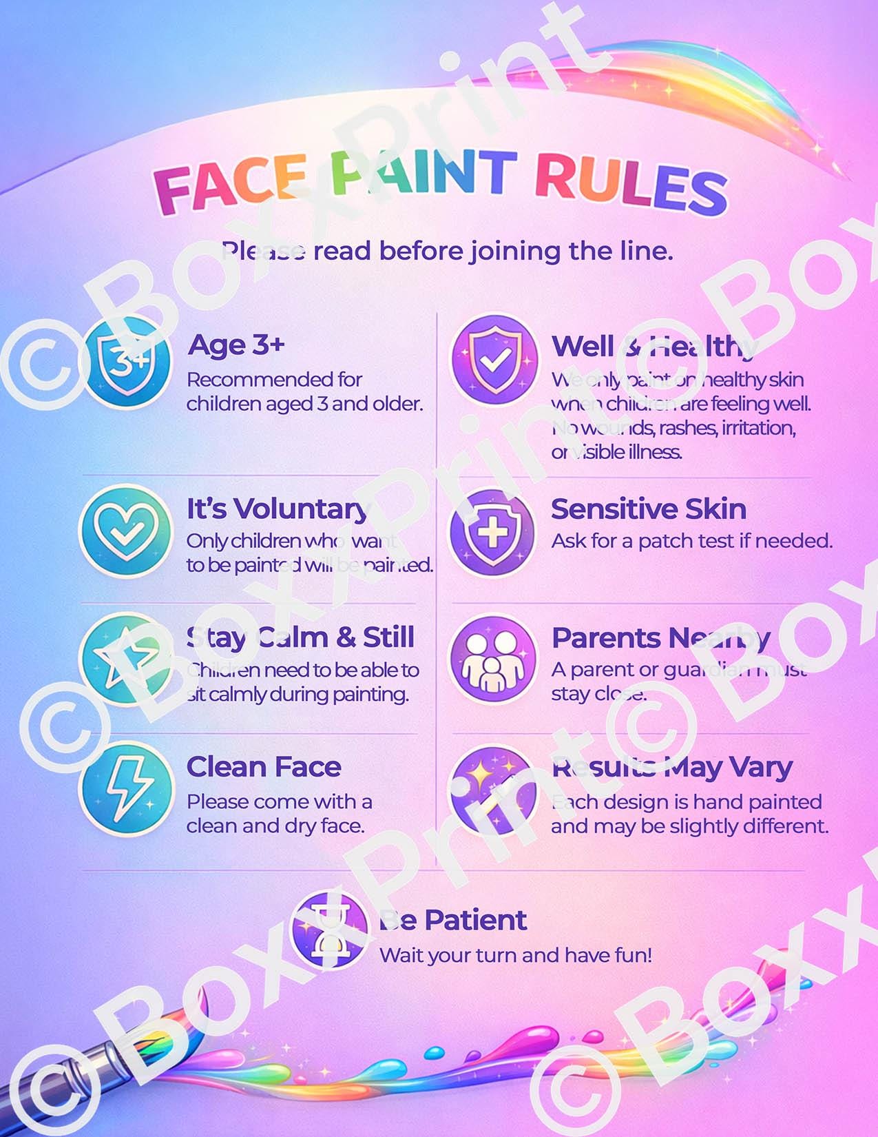 Face Paint Sign Bundle | 8 Printable Signs for Face Painting Stand ...