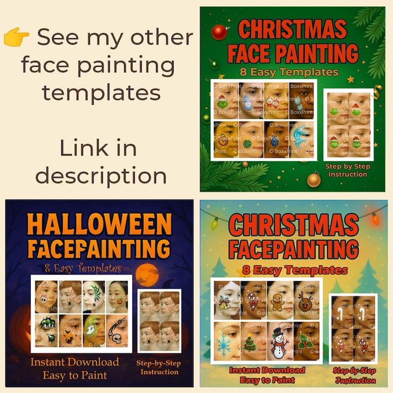 New Year's Eve Face Paint Templates | 8 Step-by-step Face Painting ...