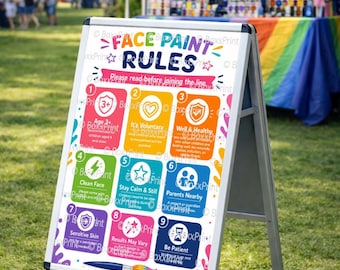 Face Paint Rules Poster | Druckbares Event Schild (Digitaler Download)