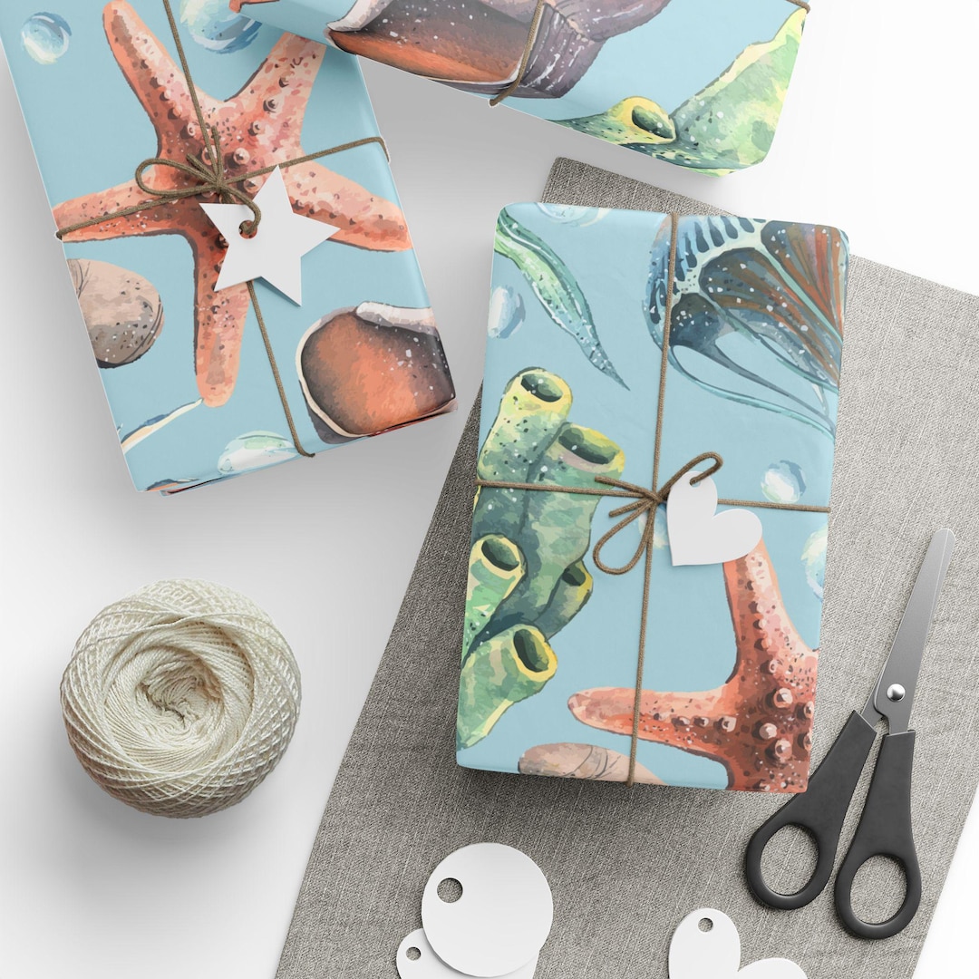 Ocean Wrapped Box Nautical Ocean Theme Wrapping Paper: Eco-friendly Gift Wrap - Etsy
