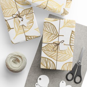 Elegant Gold Leaf Wrapping Paper, Eco-Friendly Gift Wrap, Holiday Packaging, Wedding Decor, Birthday Present Cover