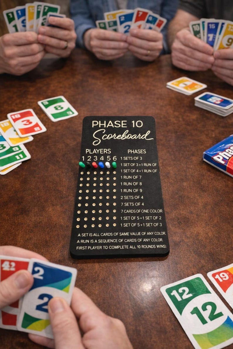Phase 10 Scoreboard, Phase 10 Game Score Board, Peg Score Board, Family ...