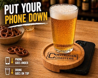 Put Your Phone Down Coaster, Phone Holder Coaster, Funny Drinking Gift, Bar Decor, Conversation Starter, Gift for Him, Funny Bar Coaster