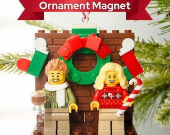 Personalized Christmas Ornament & Fridge Magnet | Custom Brick Mini Figure Gift | 2-in-1 Tree Decoration and Keepsake