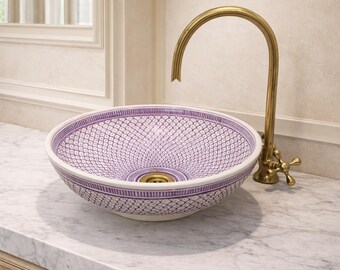 Round Above Counter Bathroom Sink with Fish Scale Pattern - waschbecken for New Bathroom Remodel