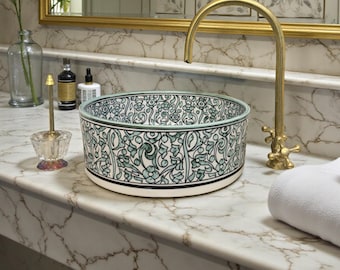 Oval Ceramic Countertop Basin, Vintage Style Wastafel Sink, Unique Handmade Ceramic Model + Gift