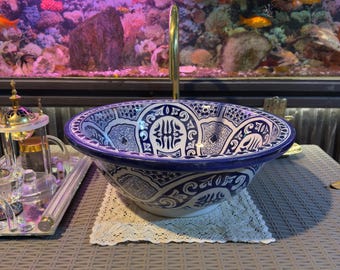 Handmade Moroccan Ceramic Sink: Hand-Painted Washbasin
