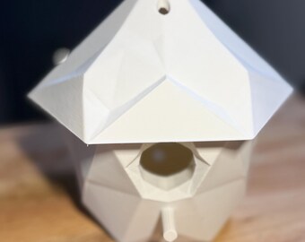 Casa de pájaros geométrica impresa en 3D, kit para colorear, decoración de jardín moderna