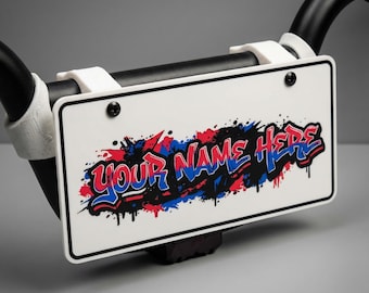Placa de bicicleta personalizada impresa en 3D, estilo grafiti o clásico, montaje personalizado