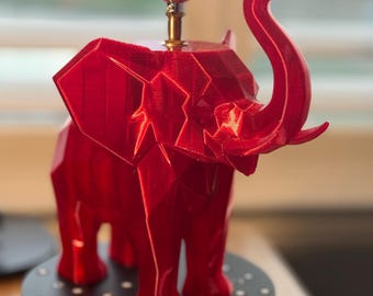 Lámpara de mesa con diseño geométrico de elefante, con bombilla LED y pantalla, decoración minimalista para el hogar, lámpara con estampado 3D de animales, regalo único.