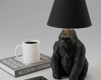 Lámpara de gorila geométrica impresa en 3D / Decoración moderna de animales para el hogar