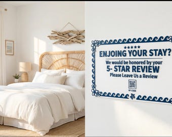 Letreros Airbnb Beach House / Letreros impresos en 3D para anfitriones de alquileres vacacionales y VRBO / Decoración costera: Bienvenido, wifi, reglas (paquete de 6) / Hecho en EE. UU.