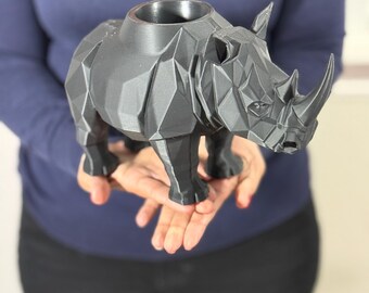 Jarrón geométrico de rinoceronte / Plástico PLA impreso en 3D, decoración moderna