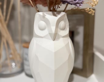 Jarrón geométrico de búho / Decoración minimalista moderna, 23 cm de alto