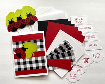 Kit para Fazer Cartões de Joaninha – Materiais de Artesanato DIY para Todas as Ocasiões (Faça 4 Cartões)