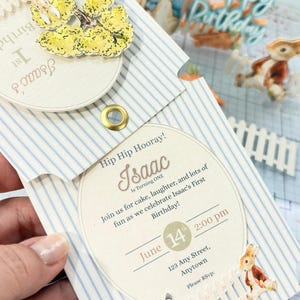 Storybook Bunny Birthday Invitation Pull Out, Vintage Woodland Rabbit 1st Birthday Invite, Tale of Little Rabbit Party
