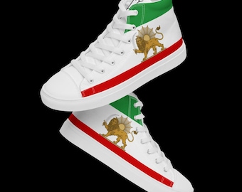 Lion and Sun Iran flag Unisex’s high top canvas shoes
