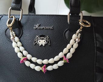Pikake Bead and Clay Rose Purse, and Freshwater Pearl Lei Charm