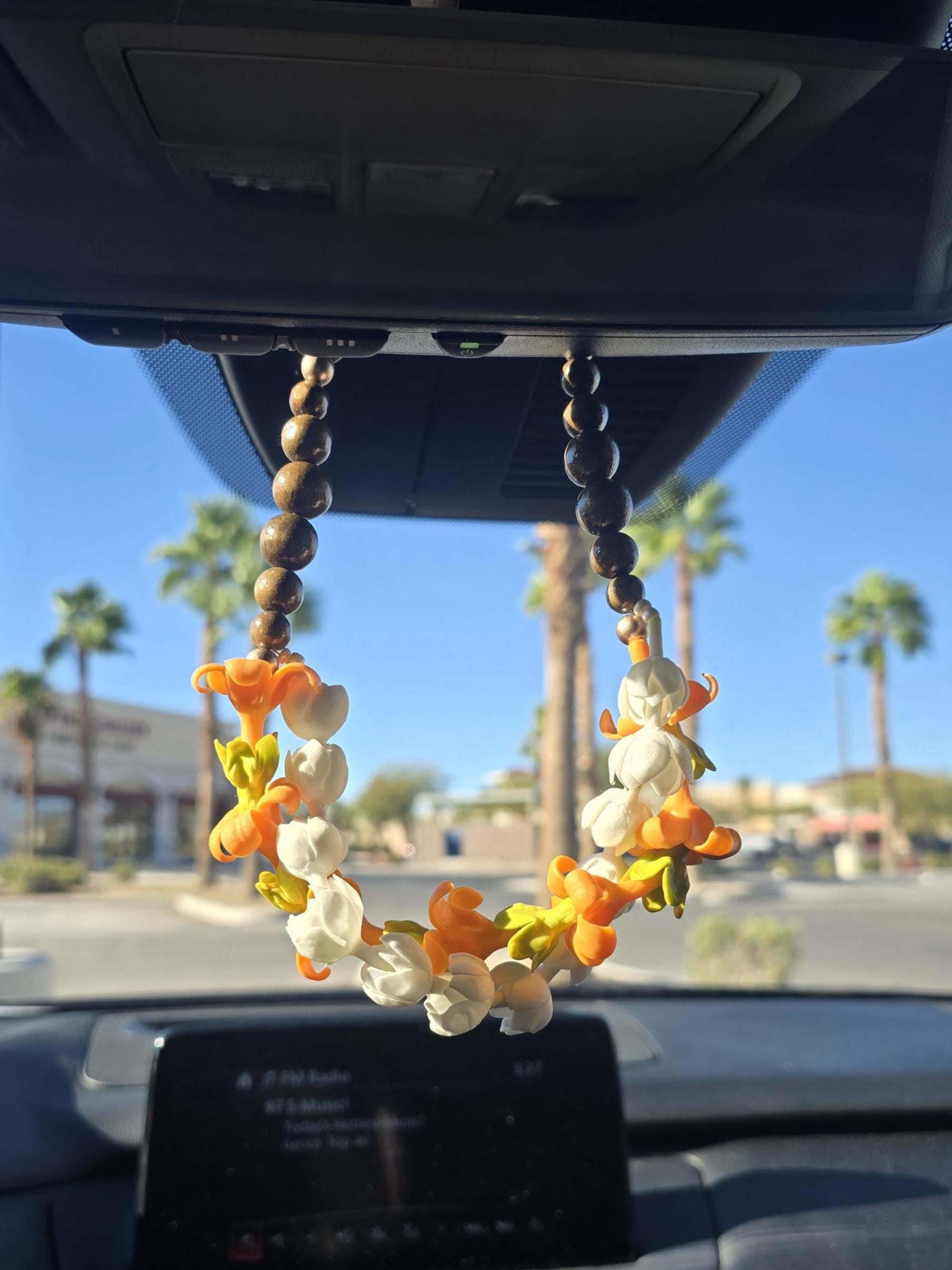 Clay Flower Car Lei, Twisted Orange Puakenikeni, Pakalana & Pikake
