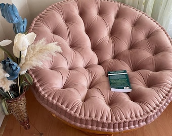 Velvet Large Papasan Chair Cushion: Tufted Floor Pillow, Swing Cushion