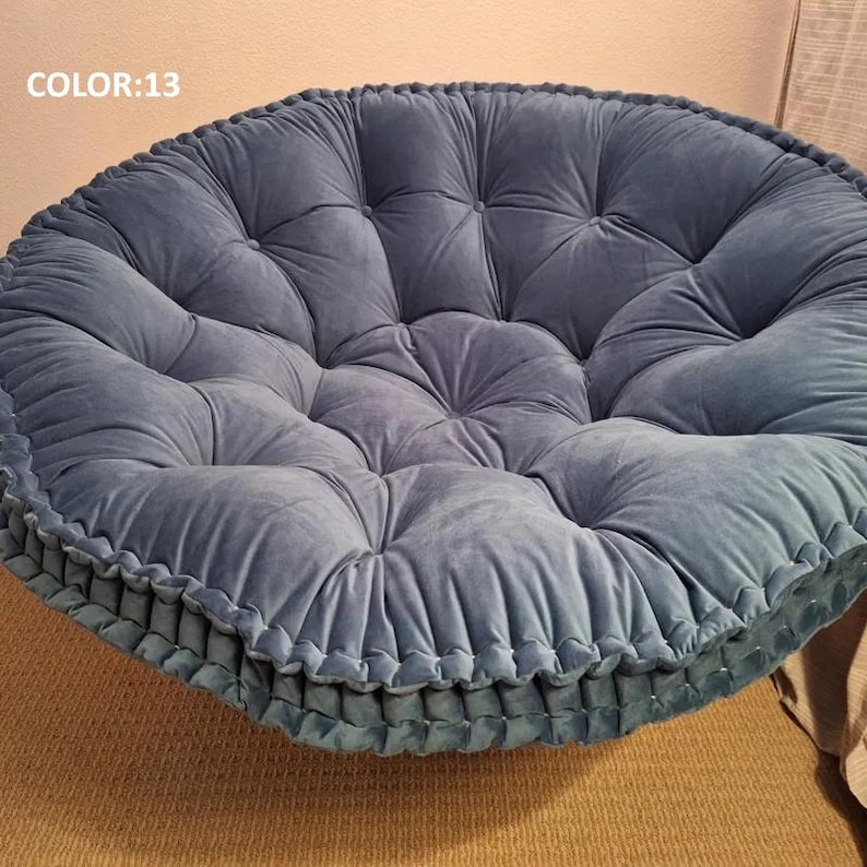 Velvet Large Papasan Chair Cushion: Tufted Floor Pillow, Swing Cushion ...