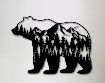 Rustic Metal Bear Wall Art, Wildlife Cabin Decor, Woodland Sculpture Gift