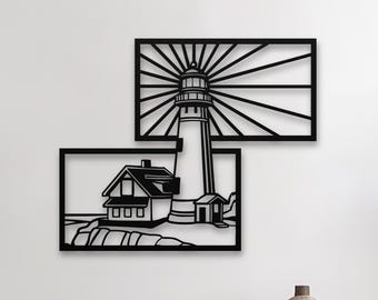 Lighthouse Metal Wall Art: Nautical Coastal Decor, Ocean Theme