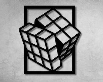 Rubik's Cube Metal Wall Art: Retro Gamer, Geek Decor