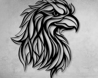 Eagle Head Metal Wall Art, Rustic Safari Decor