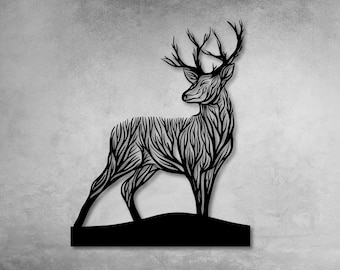 Deer Branches Metal Wall Art, Rustic Cabin Decor