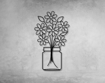 Flowers in Pot Metal Wall Art, Floral Decor, Garden Lover Gift