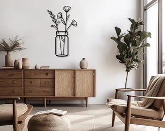 Flowers in Pot Metal Wall Art, Floral Decor, Garden Lover Gift