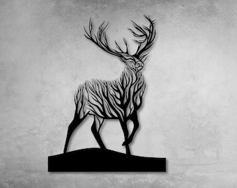 Deer Branches Metal Wall Art, Rustic Cabin Decor