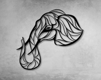 Elephant Head Metal Wall Art, Safari Decor, Wildlife Gift