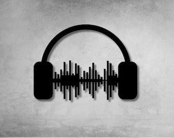 Metal Headphones & Sound Bar Wall Art: Retro Music Decor