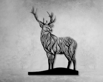 Deer Branches Metal Wall Art, Rustic Cabin Decor