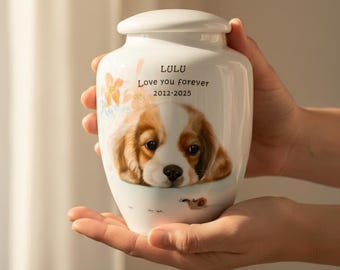 Hand-Painted Custom Dog Portrait Urn: Personalized Pet Memorial