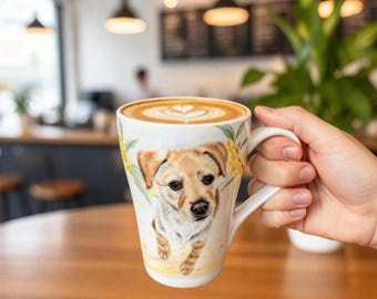 Personalized pet mug custom pet portrait mug ceramic coffee mug custom dog mug custom cat mug gift for pet lover or pet memorial mug