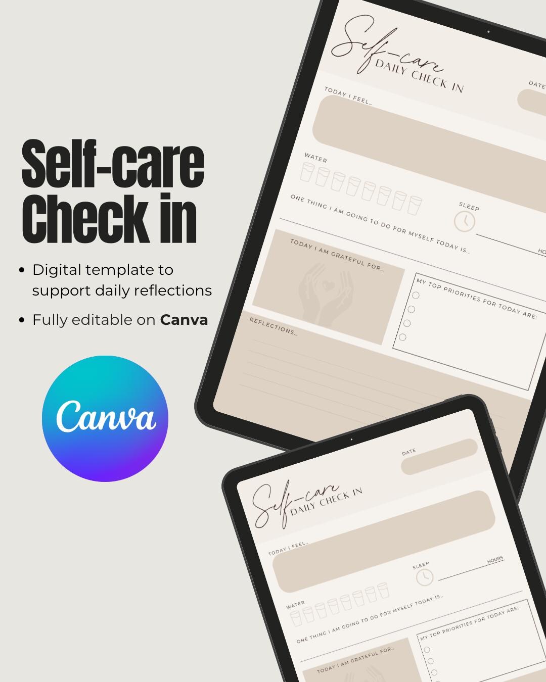 Self Check In Journal Self-care Daily Check-in Journal | Canva Template (digital Download) - Etsy