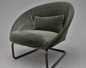 Modern Velvet Accent Chair, Dark Green Lounge Chairs