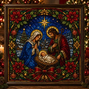 Julkorsstygnsmönster PDF Födelse – Jesus, Maria och Josef – Broderimönster direkt nedladdning