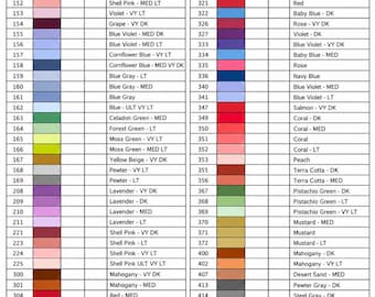 Kompletny schemat nici DMC w kolorze, śledzenie nici w formacie PDF/Excel: numery i nazwy nici 150–3866, do wydrukowania, śledzenie motków DMC, zawiera
