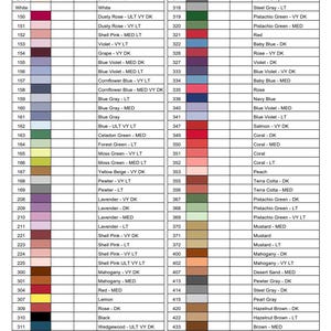 Complete Bundle DMC Color Thread Chart, Colour Stickers & 500 Bobbins ...