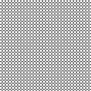 May include: A repeating pattern of black circles on a white background. The circles are evenly spaced and create a grid-like design. The pattern is simple and graphic, suitable for various design applications.
