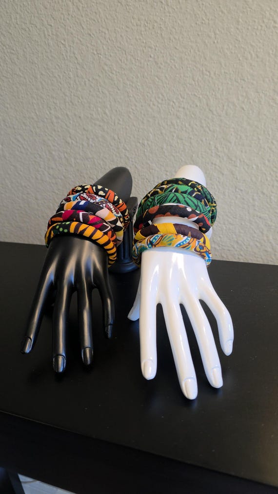 Handmade Ankara Fabric Bangles | African Print Bracelets | Colorful Ethnic Jewelry | AfrothreadsUSA Accessories