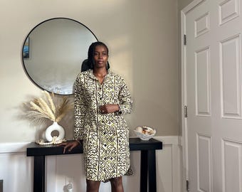 African Print Button-Down Dress | Handmade Ankara Shirt Dress | AfrothreadsUSA