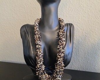 Handmade African Twisted Beaded Necklace | Chunky Brown & Gold Statement Jewelry | AfrothreadsUSA Elegant Tribal Necklace