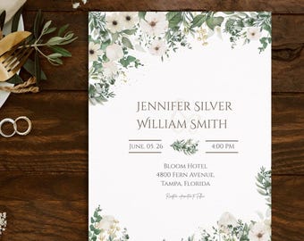 Elegant Pastel Floral Wedding Invitation Bundle: Printable, Customizable Canva Templates
