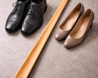 Long Handcrafted Wooden Shoehorn – Ergonomic Shoe Horn with Hanging Loop