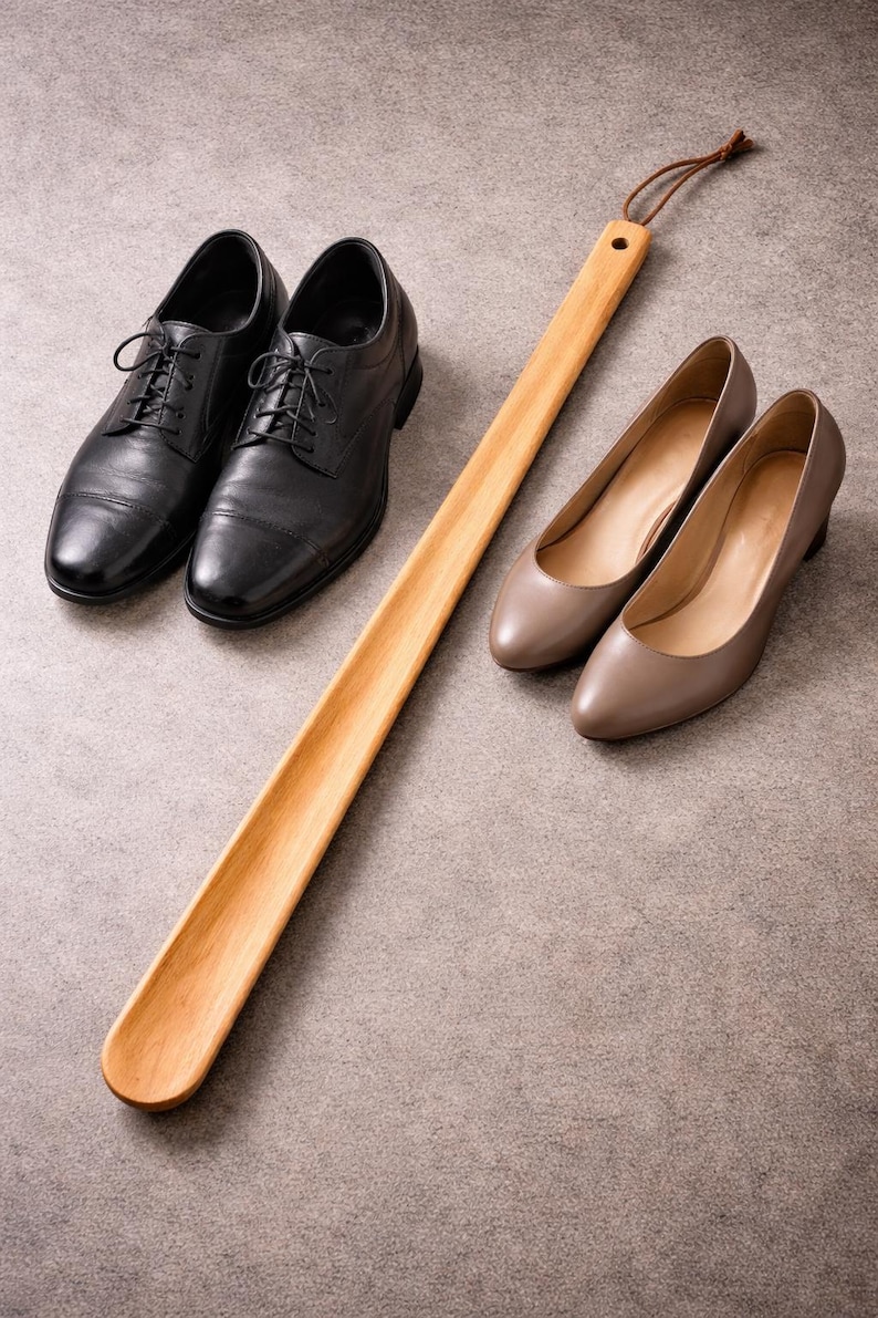 Long Handcrafted Wooden Shoehorn – 55 cm/1.8ft Ergonomic Shoe Horn with Hanging Loop
